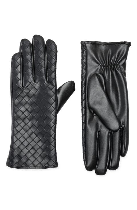 Crosshatch Faux Leather Gloves