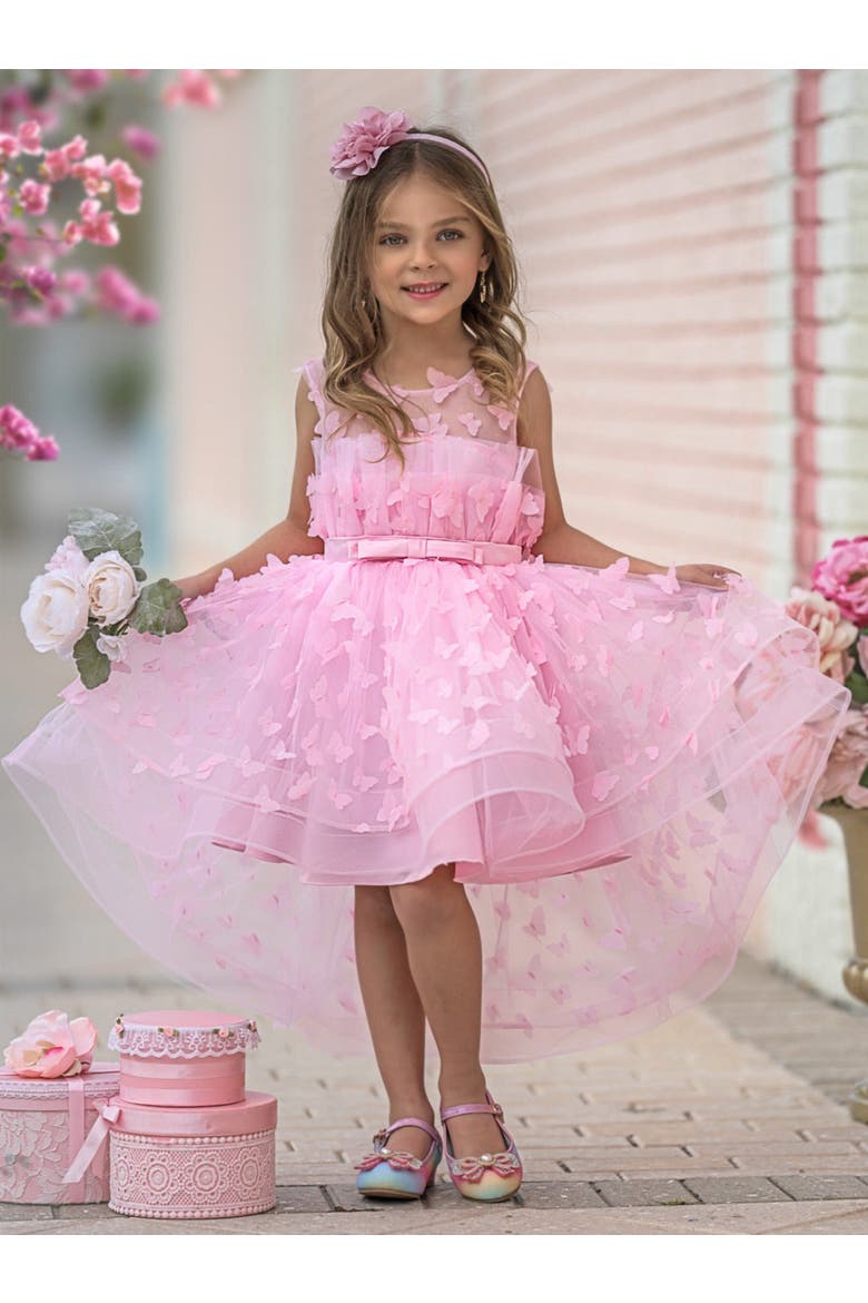 Girls Dreaming With Fairies Pink Butterfly Tulle Dress, Alternate, color, Pink