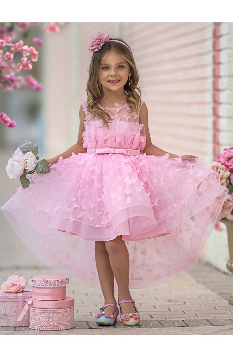 Mia Belle Girls Girls Dreaming With Fairies Pink Butterfly Tulle Dress, Alternate, color,