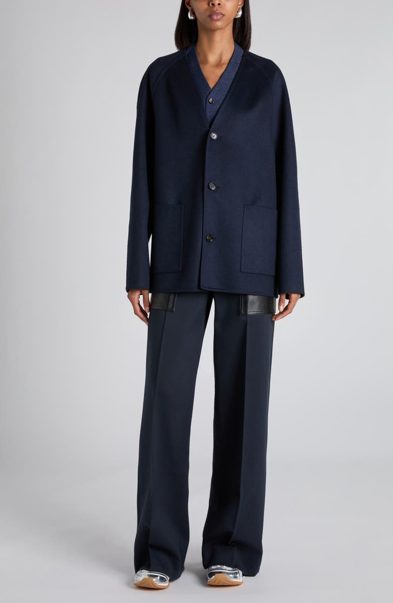 Bottega Veneta Light Wool & Cashmere Double Face Coat, Alternate, color, 4121 Navy