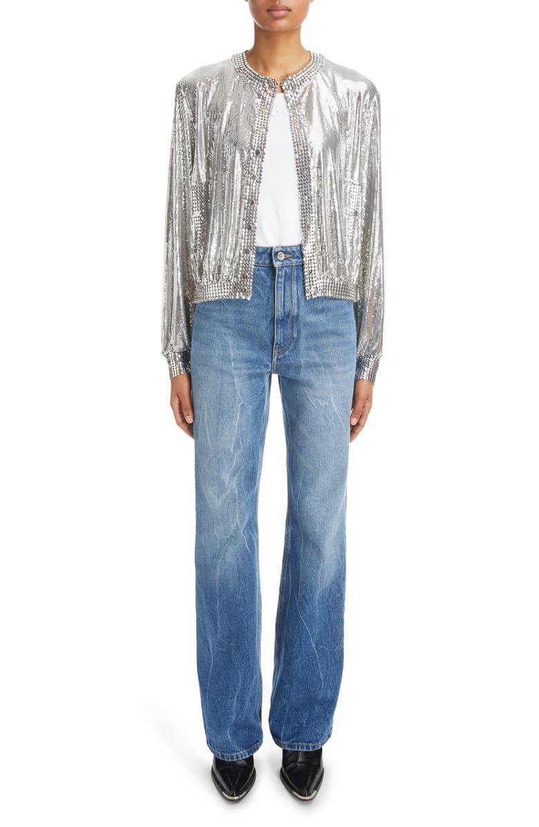 Rabanne Aluminum Cardigan, Alternate, color, Silver