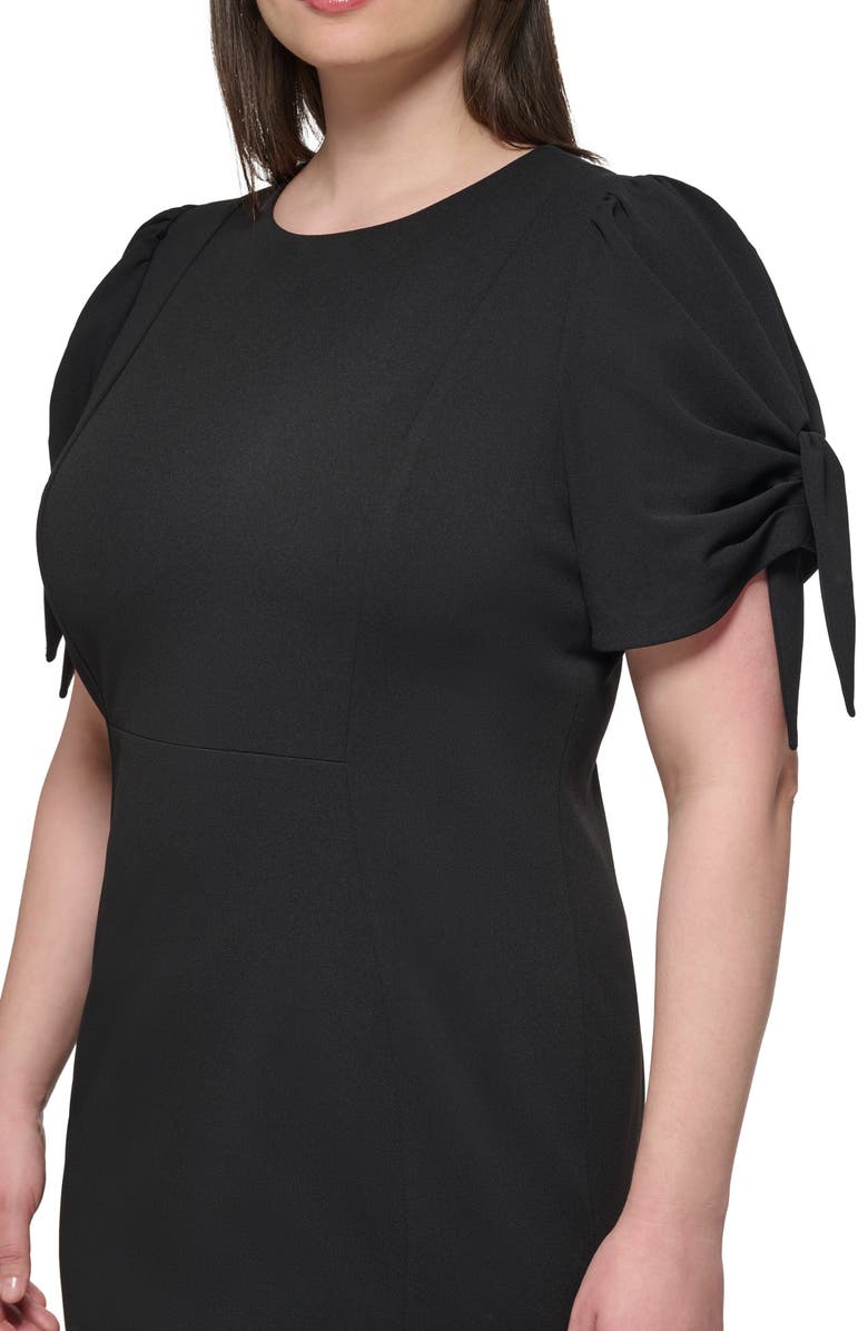 Calvin Klein Tie Short Sleeve Sheath Dress, Alternate, color, Black