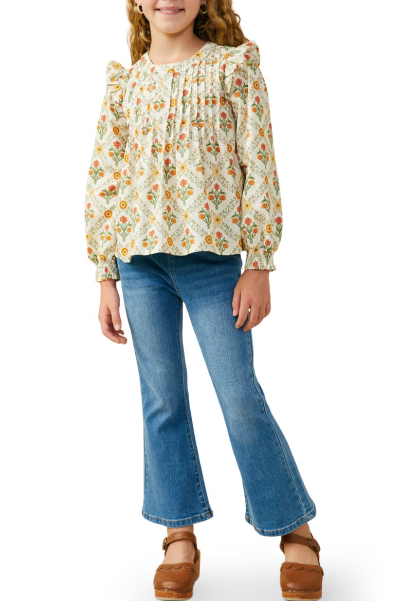 Long Sleeve Floral Print Top, Alternate, color, RUST
