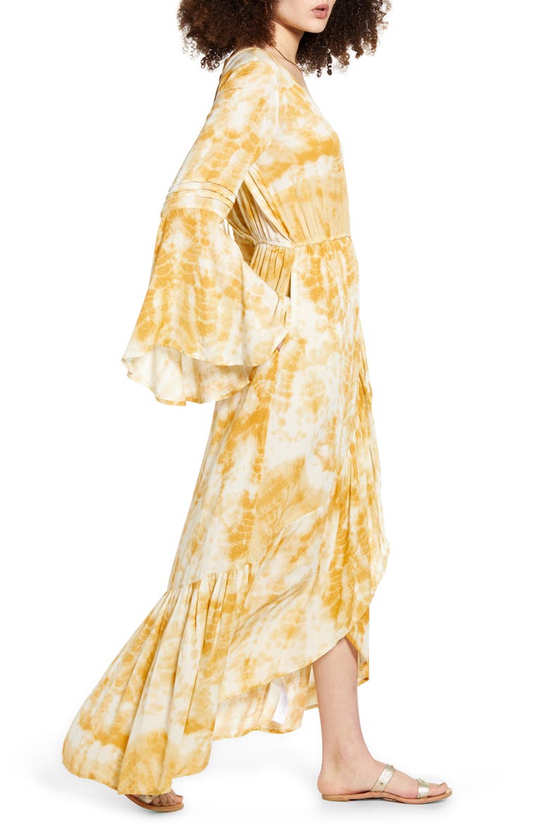 Zion Long Sleeve Maxi Dress, Alternate, color, GOLD IVORY