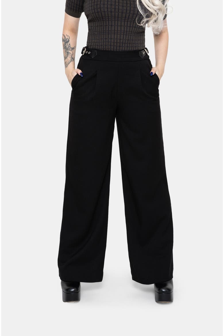Nightingale Buckle Wide Leg Trousers, Main, color, Black