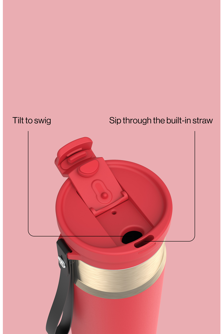 DualSip 24 oz Insulated Bottle with Carrying Strap and 2-Way Lid, Alternate, color, Goji Berry Champagne