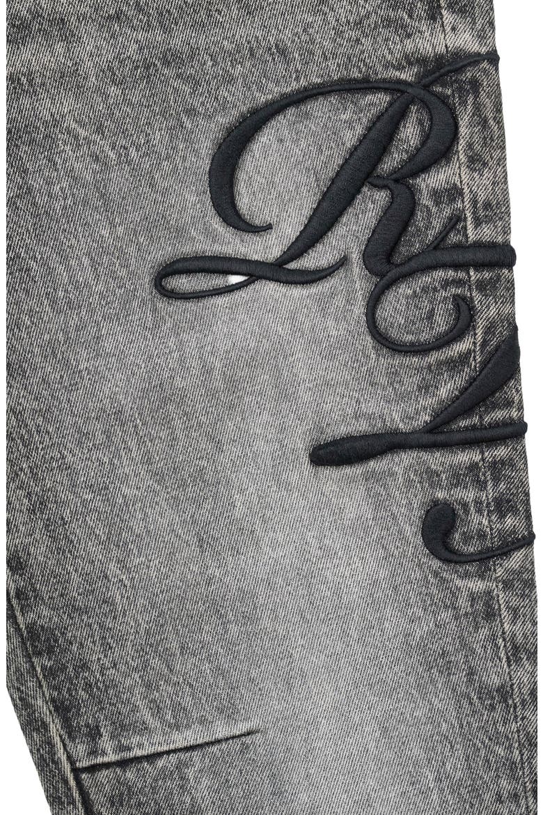 Bryant Embroidered Skinny Jeans, Alternate, color, STONE HAZE CURSIVE