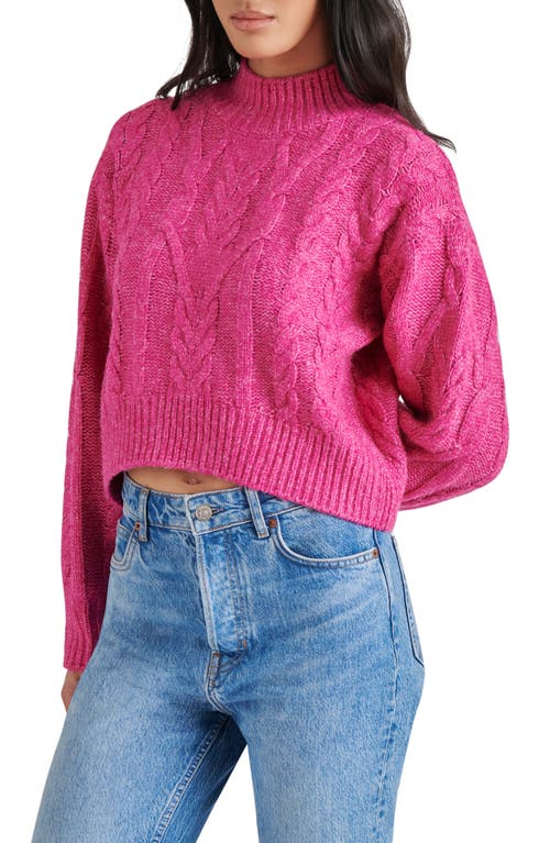 Steve Madden Cay Johnny Collar Cable Knit Sweater In Pink
