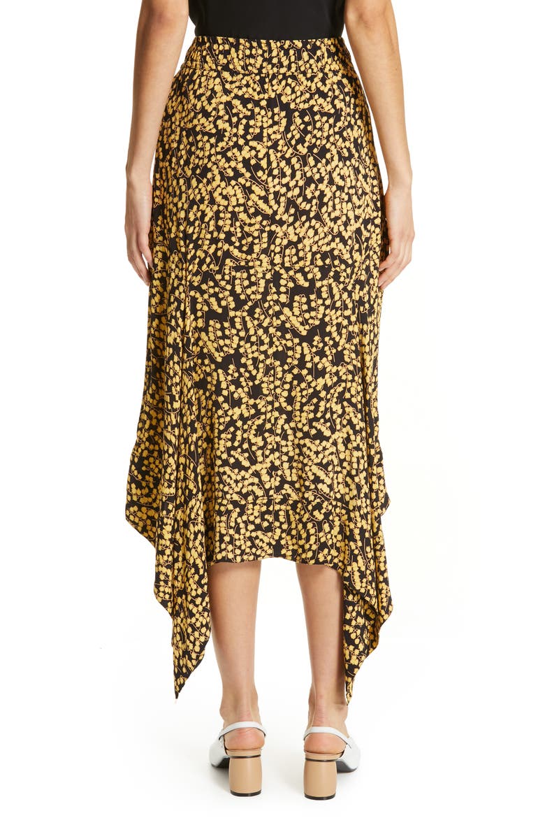Floral Print Crepe Midi Skirt, Alternate, color, BLACK