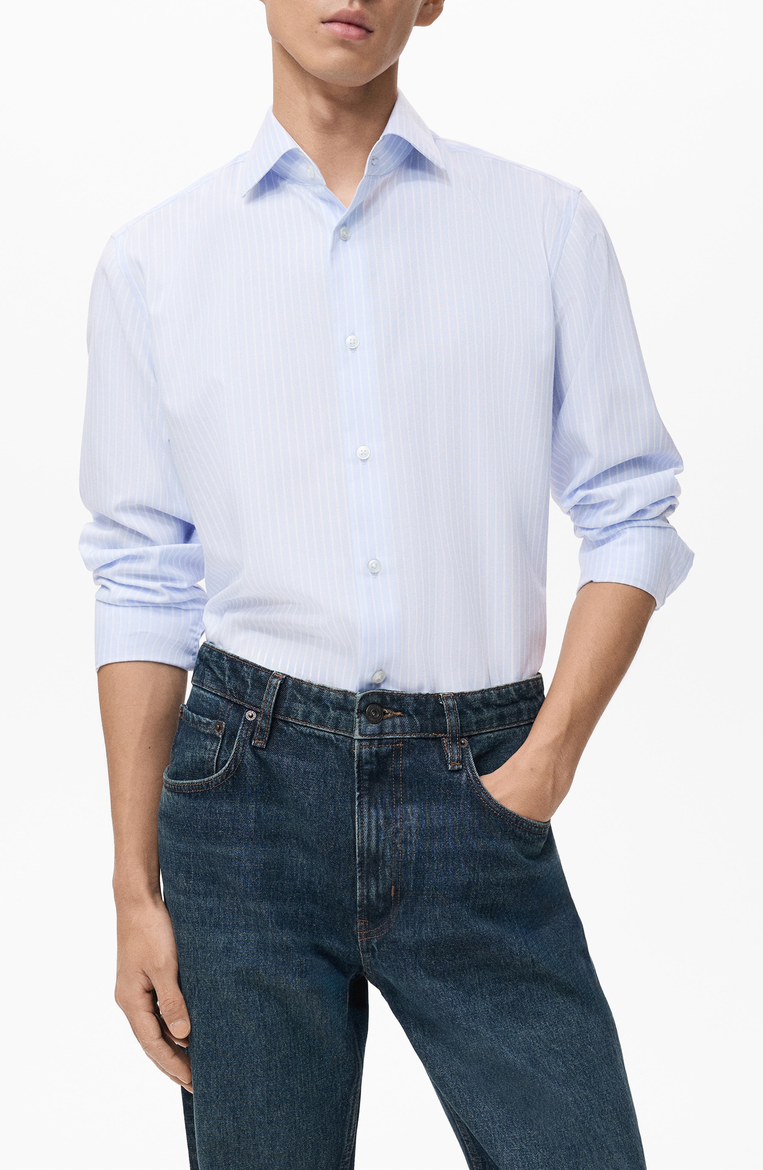 Slim Fit Stripe Button-Up Shirt