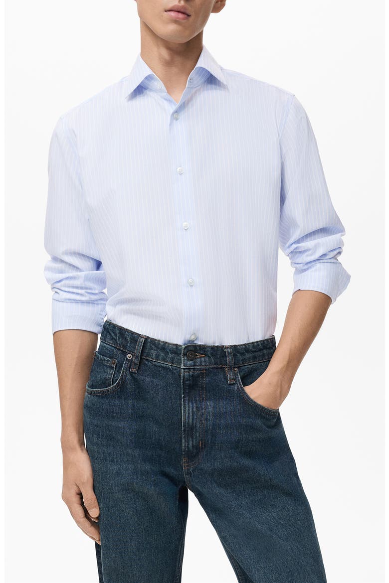 Slim Fit Stripe Button-Up Shirt, Main, color, SKY BLUE