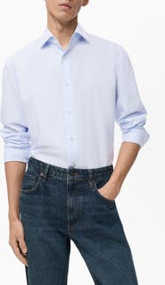 MANGO Slim Fit Stripe Button-Up Shirt