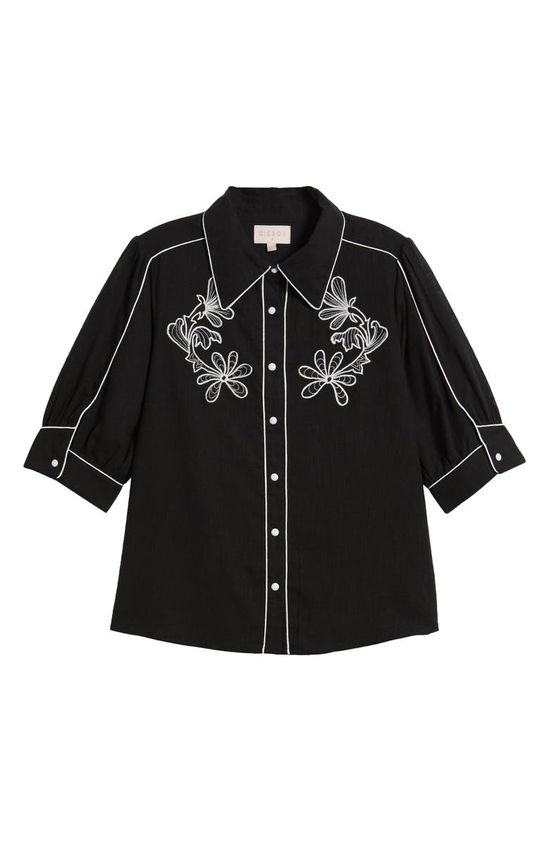 CIEBON Unna Piped Shirt, Alternate, color, Black