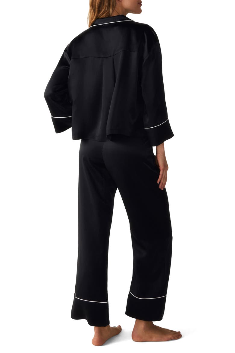 Celine Silk Pajama Set, Alternate, color, BLACK