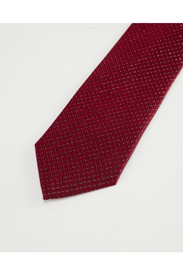 Grid Light Silk Jacquard Tie, Alternate, color, Burgundy