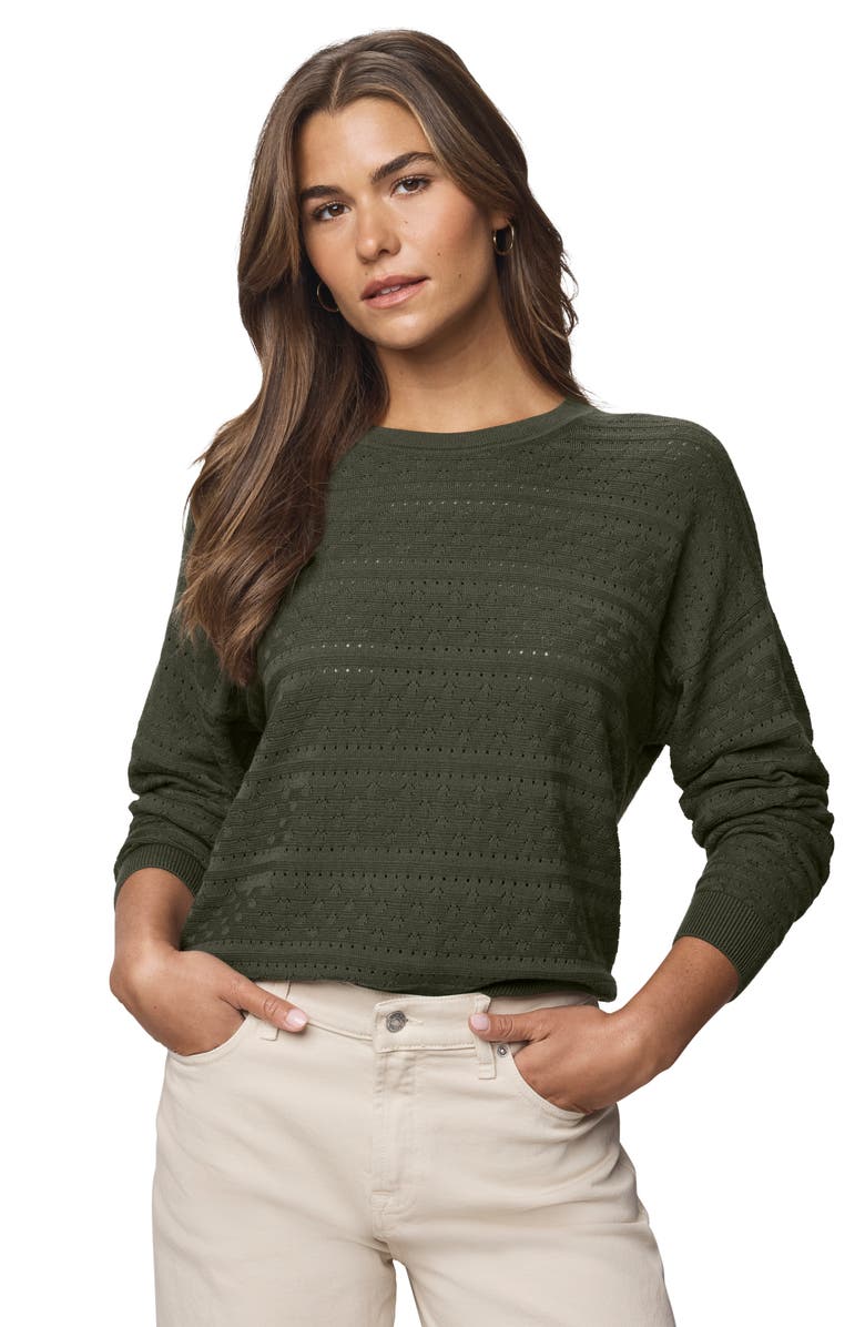 Splendid Georgie Oversize Pointelle Sweater, Alternate, color, Green Spruce
