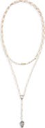 McQueen Layered Pavé Skull Y-Necklace