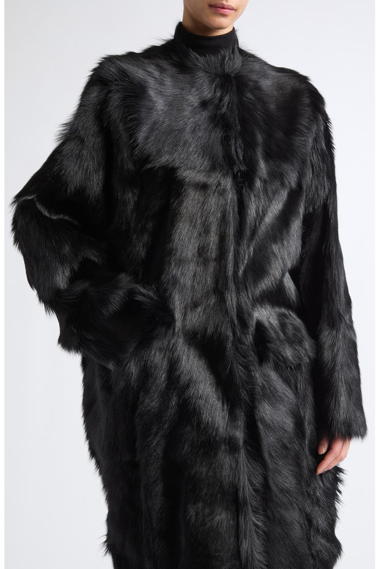 Structured Genuine Shearling Coat, Alternate, color, BLACK