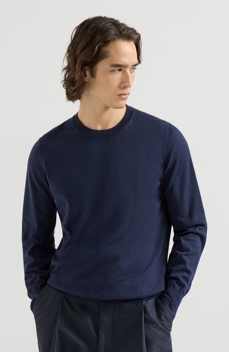 Brunello Cucinelli Cotton sweater, Alternate, color, Navy Blue