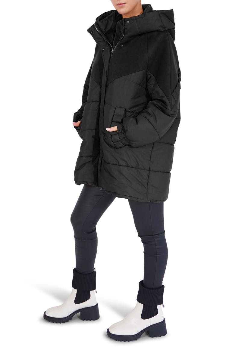 Belle & Bloom Say It Again Wool Blend Detail Quilted Jacket, Alternate, color, Black