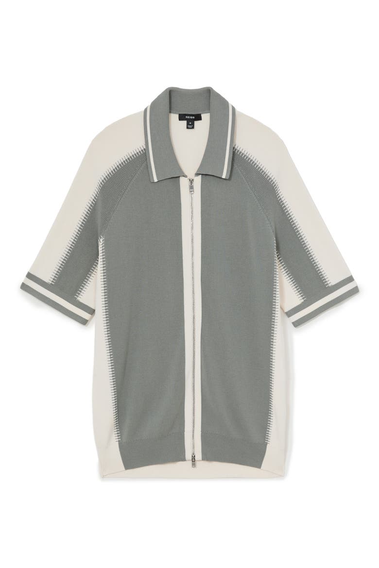 Kenley Zip Front Shirt, Alternate, color, SAGE GREEN/ ECRU