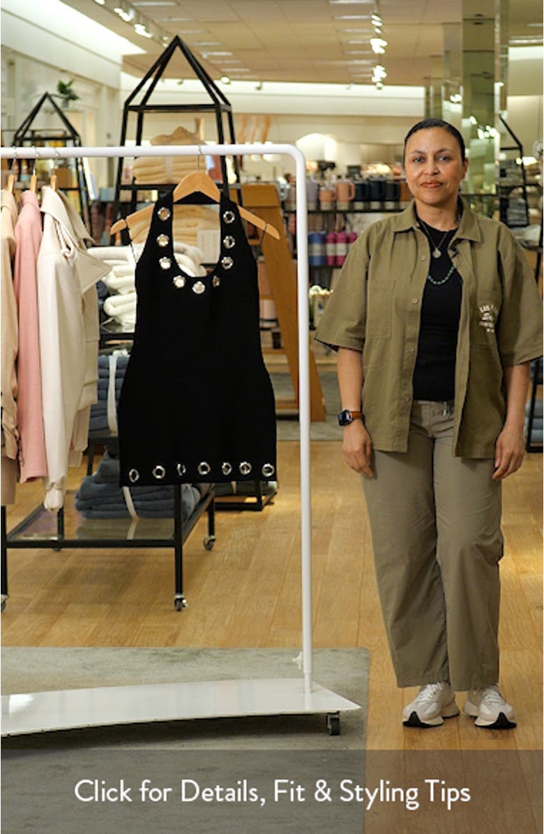 Grommet Detail Halter Neck Shape Knit Minidress, sales video thumbnail