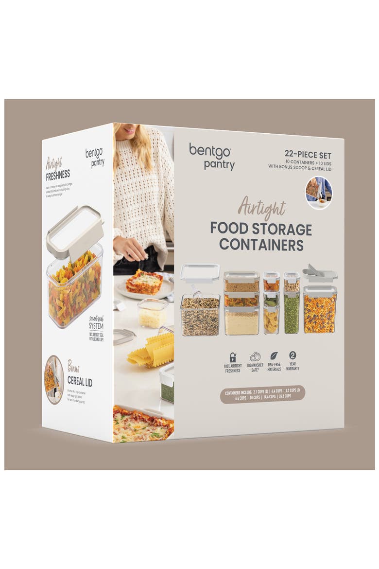 10-Piece Food Storage Pantry Containers, Alternate, color, WHITE STONE