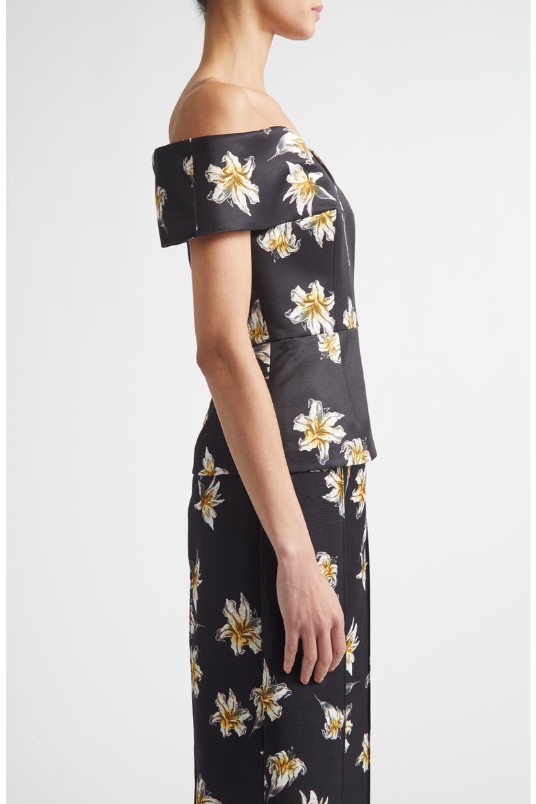 Souline Festive Lilies Peplum Top, Alternate, color, FESTIVE LILIES BLACK YELLOW