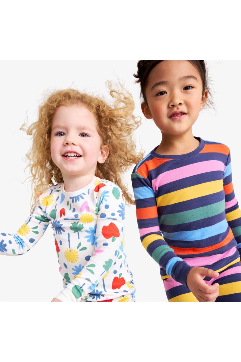 Kids Organic Long Sleeve Pj Top in Garden Prints, Alternate, color, Oat Fall Garden Party