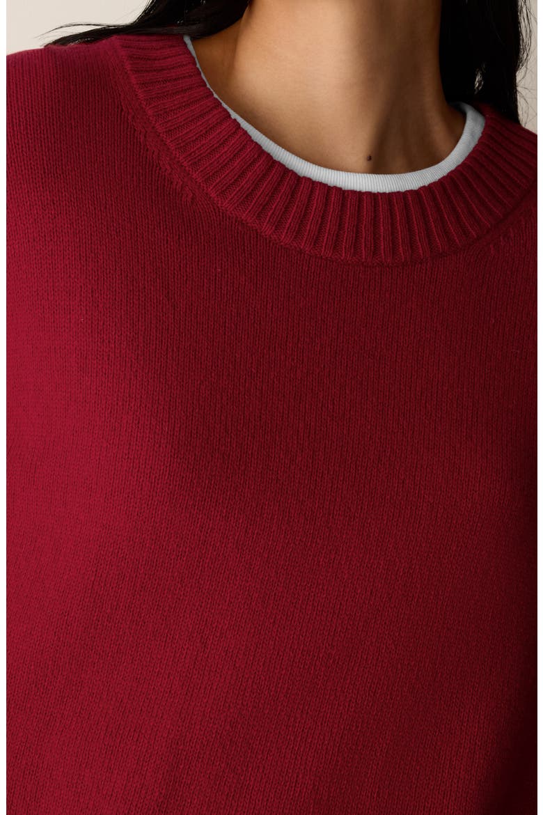 Organic Cotton & Recycled Cashmere Crewneck Sweater, Alternate, color, CRIMSON