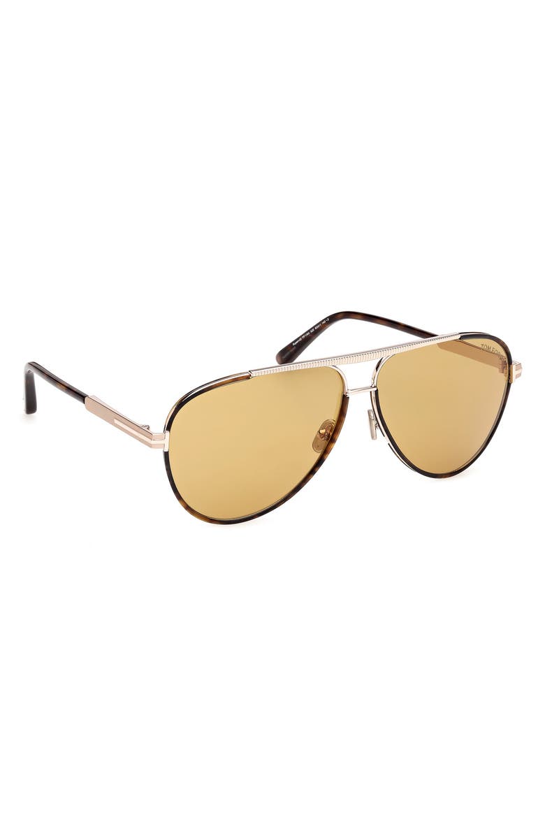 TOM FORD Rupert 63mm Pilot Sunglasses, Alternate, color, Dark Havana Rose Gold/ Vicuna