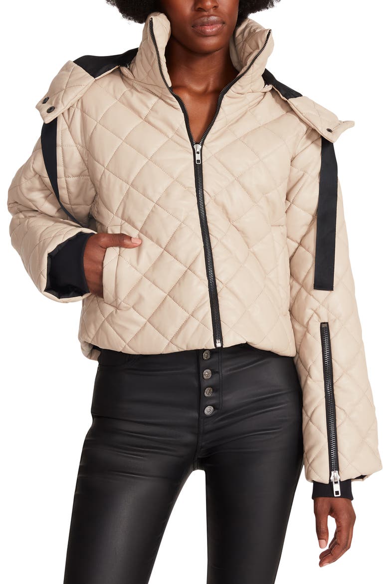 Hayle Quilted Faux Leather Puffer Jacket, Alternate, color, BEIGE