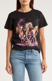 HILLS & VALLEYS Horses & Lightning Graphic T-Shirt