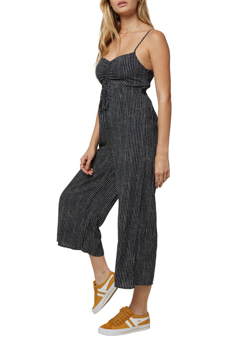 Anabella Dot Print Jumpsuit, Alternate, color, ABYSS