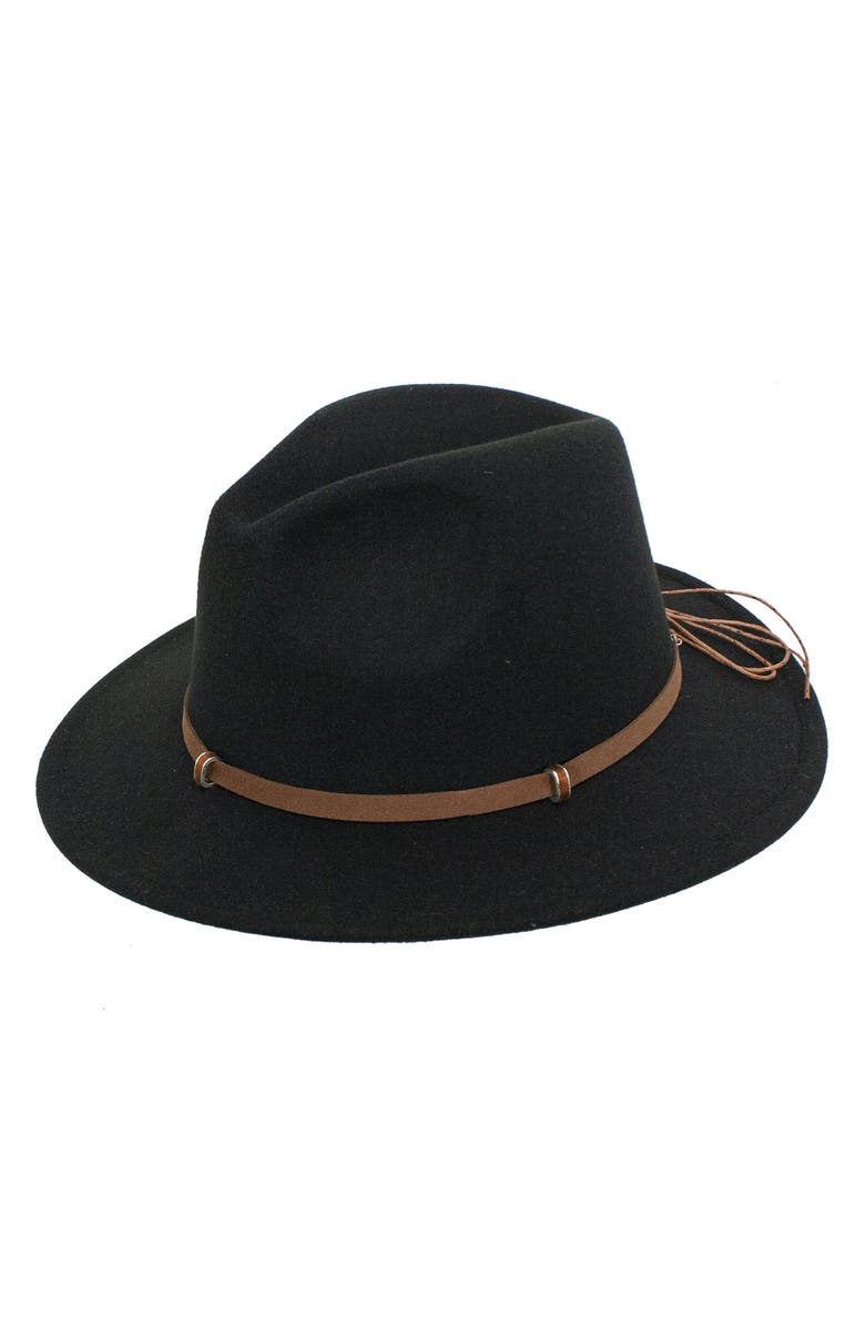 PETER GRIMM Janelle Felt Panama Hat, Main, color, Black