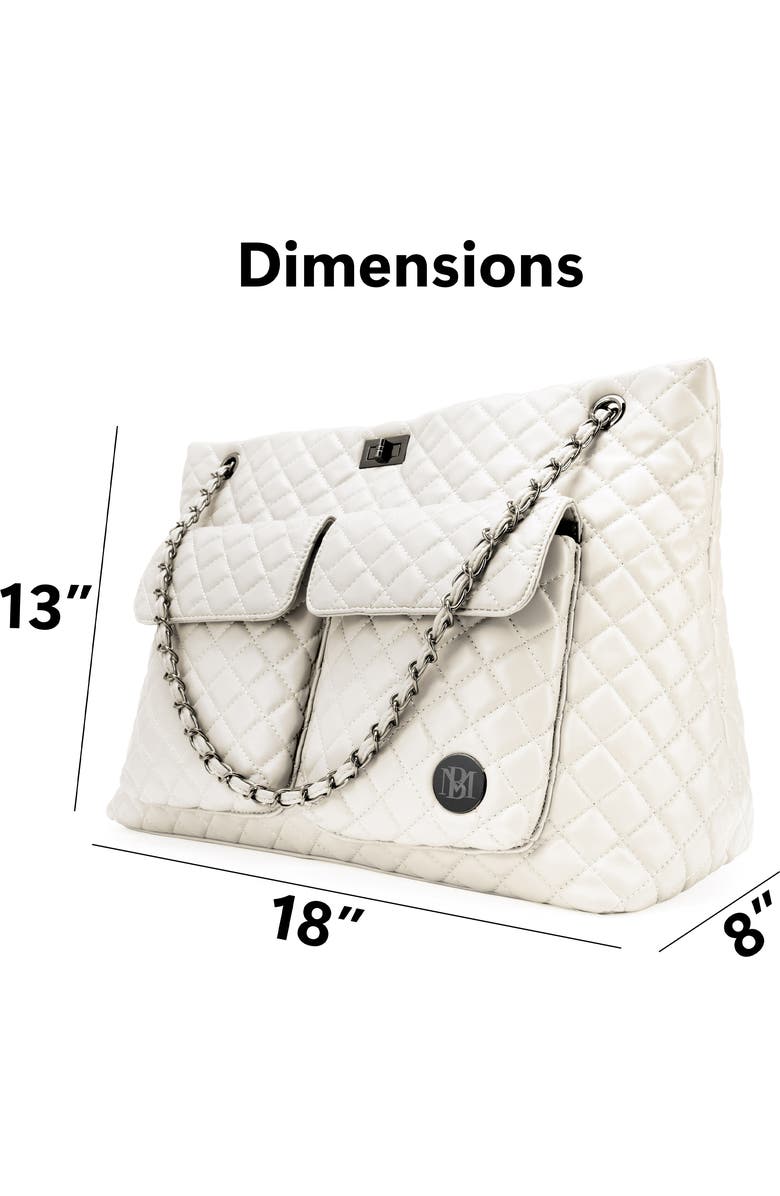 BADGLEY MISCHKA Diana Quilted Vegan Leather Weekender Duffel Bag, Alternate, color, Cream