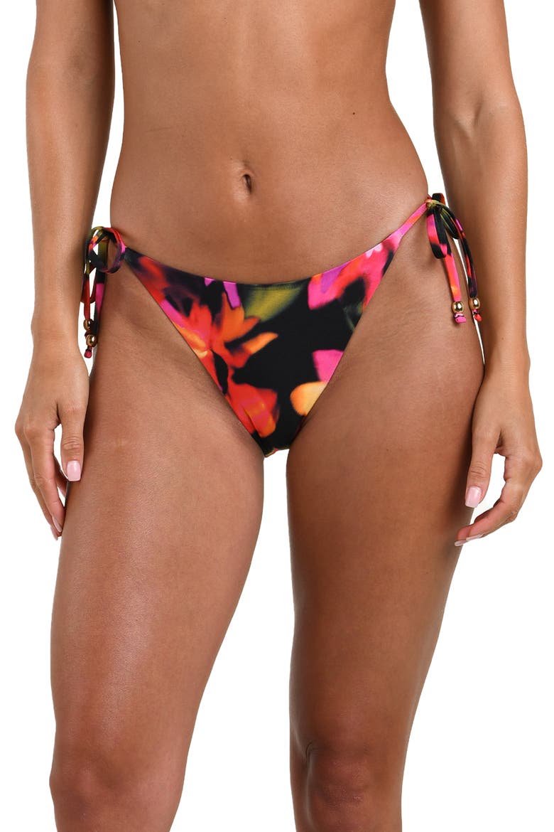 Floressence Side Tie Bikini Bottoms, Main, color, BLACK MULTI