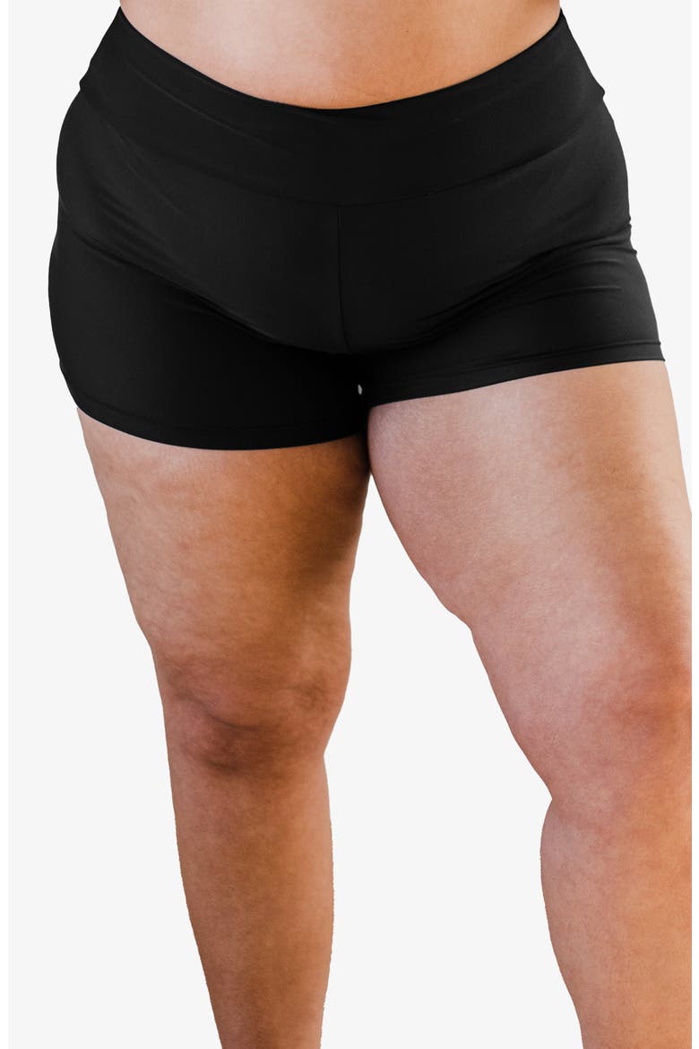 Plus Size Maya Tankini Swim Top Removable Cups and Black Swim Shorts Set, Alternate, color, Black