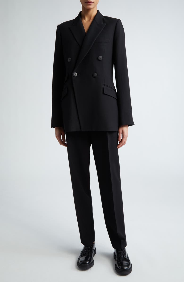 PARTOW Steph Double Breasted Virgin Wool Blazer, Alternate, color, Black
