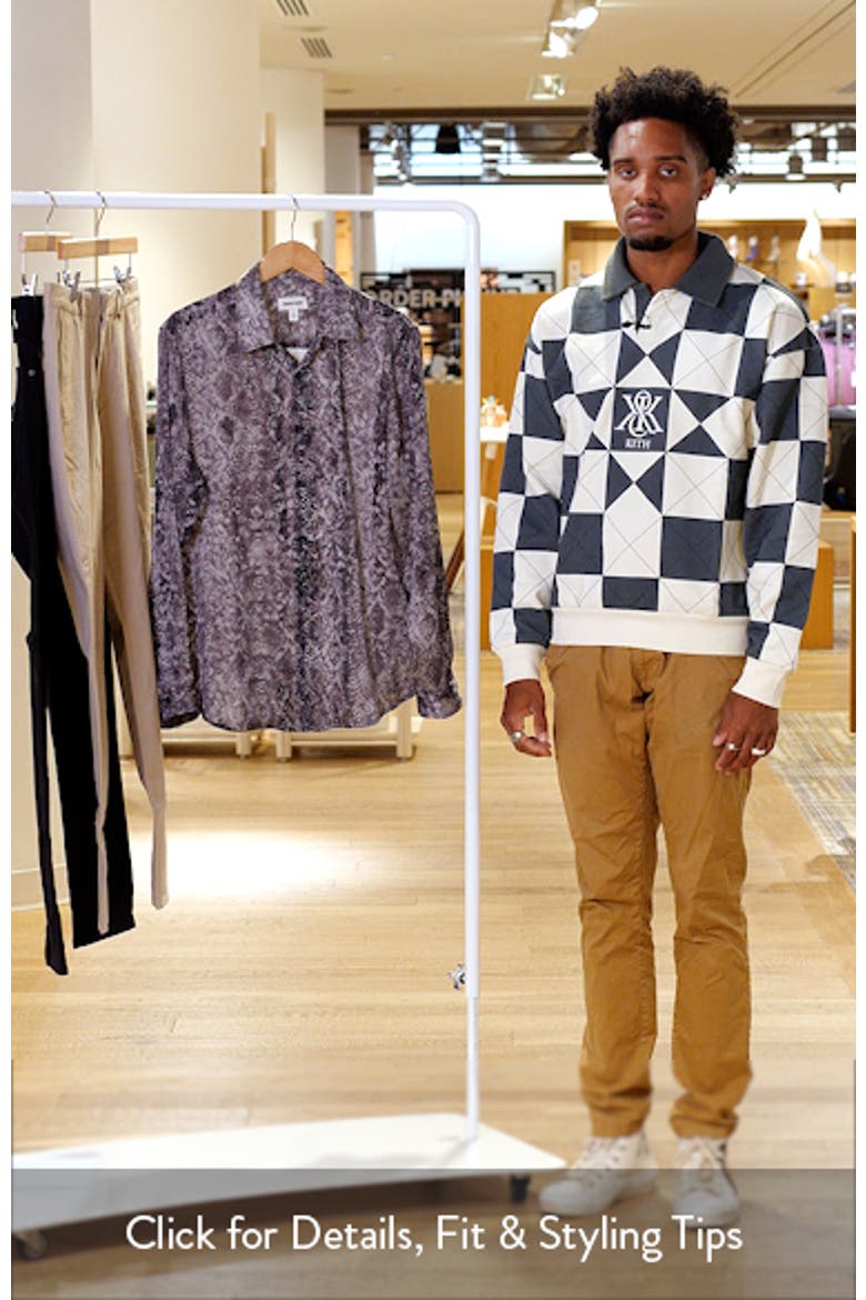 Snakeskin Print Satin Button-Up Shirt video