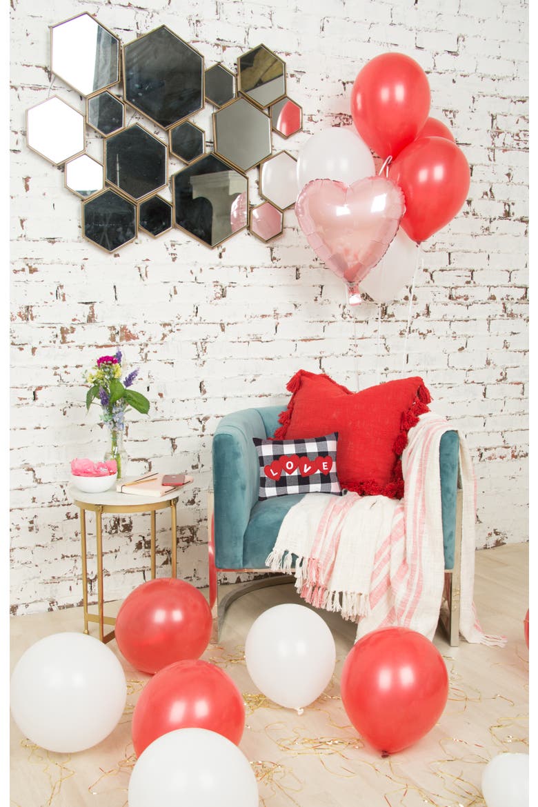 "Love" Hearts Franklin Mini Valentine's Day Accent Pillow 12" x 16", Alternate, color, Black