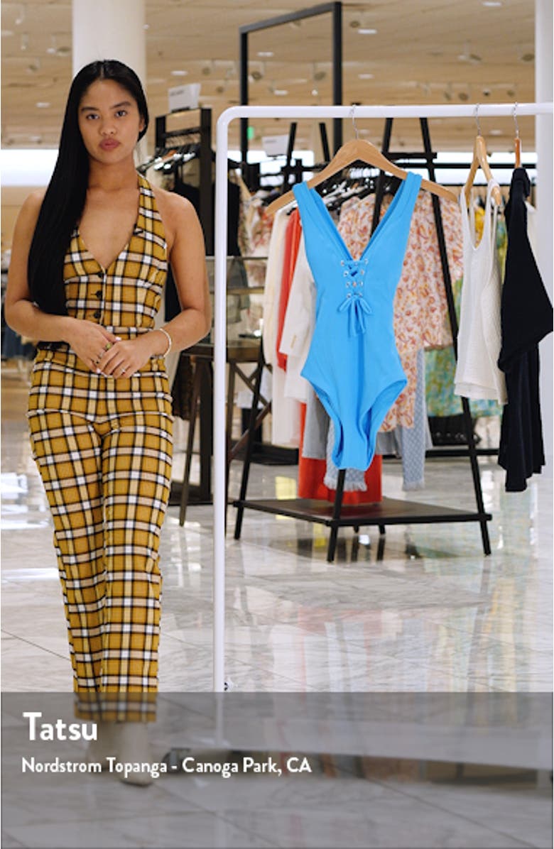 Modern Edge Plunge Lace-Up Ribbed One-Piece Swimsuit, sales video thumbnail