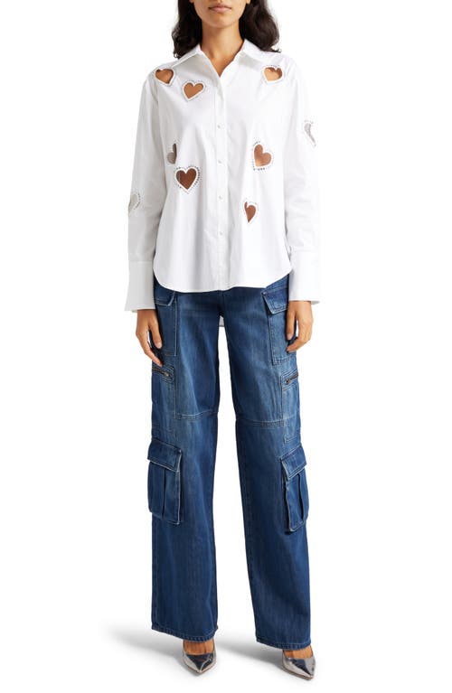 Alice And Olivia Cay Baggy Denim Cargo Pants In Love Train
