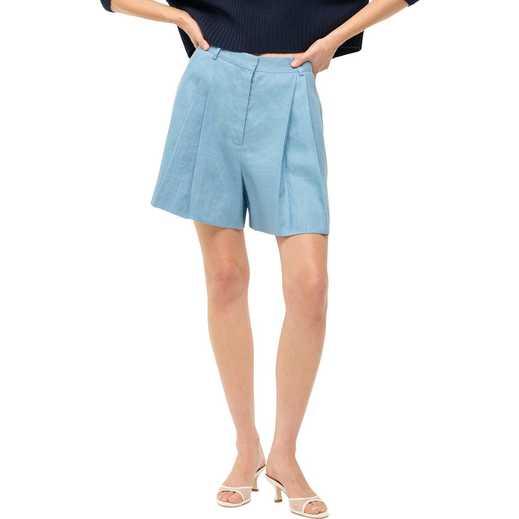 Staud Luisa Wide Leg Bermuda Shorts In Slate Blue