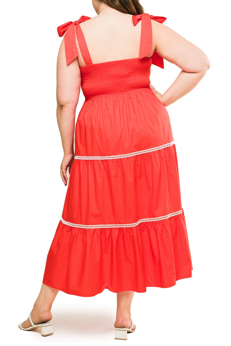 Cotton Poplin Tie Strap Sundress, Alternate, color, TOMATO RED
