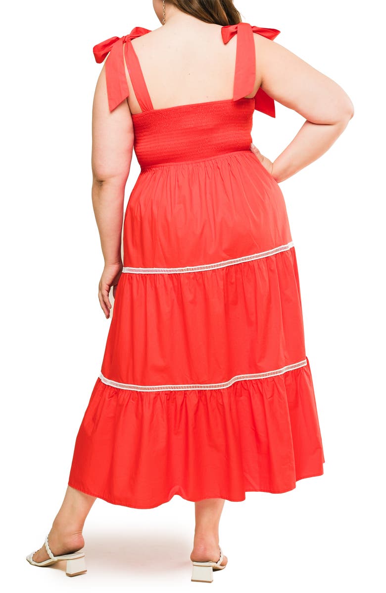 FLYING TOMATO Cotton Poplin Tie Strap Sundress, Alternate, color, Tomato Red