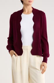 Sofia Cashmere Scallop Edge Open Cardigan