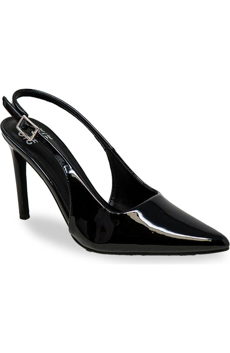 CHASE AND CHLOE Pointed Toe Slingback Pump, Main, color, Black Patent