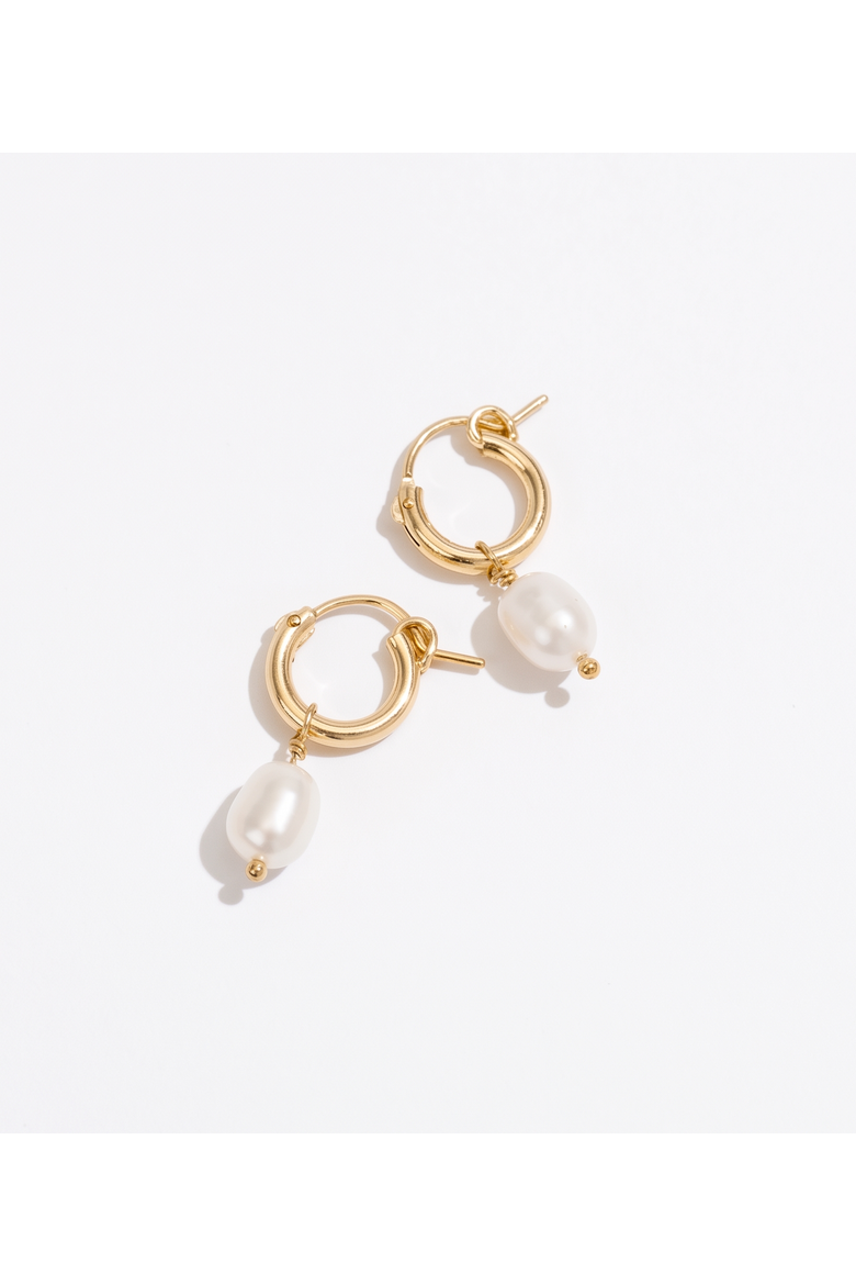 Pearl Hoops, Alternate, color, White/Gold