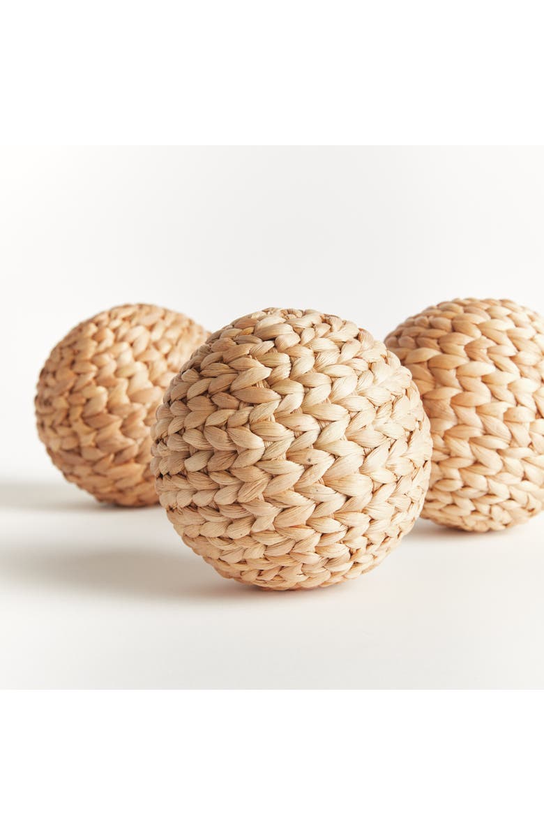 Napa Home & Garden Jace Water Hyacinth Orbs, Natural Decorative Accents, 3pc, Alternate, color, Brown